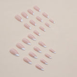 24pcs/Set Glitter Diagonal French Tips Press On Nails