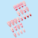 24pcs/Set Hot Pink & Pink Color Block French Press On Nails