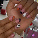 24pcs/Set Ghost Pumpkin French Press On Nails