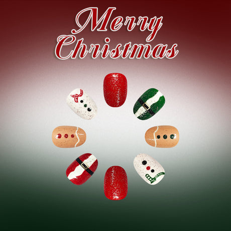 24pcs/Set Snowman & Santa Claus Press On Nails