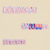 24pcs/Set Blue Floral Stripes & Stars Press-On Nails