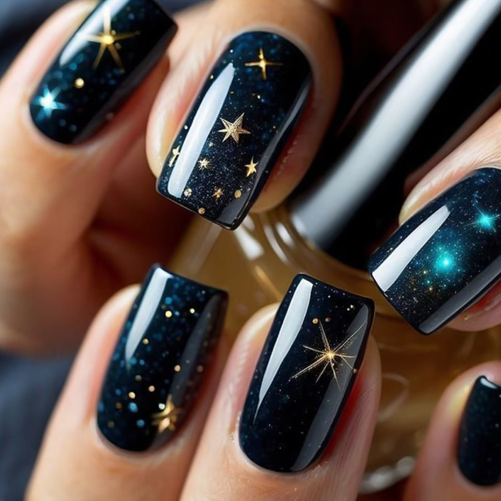 24pcs/Set Golden Starry Night Press-On Nails