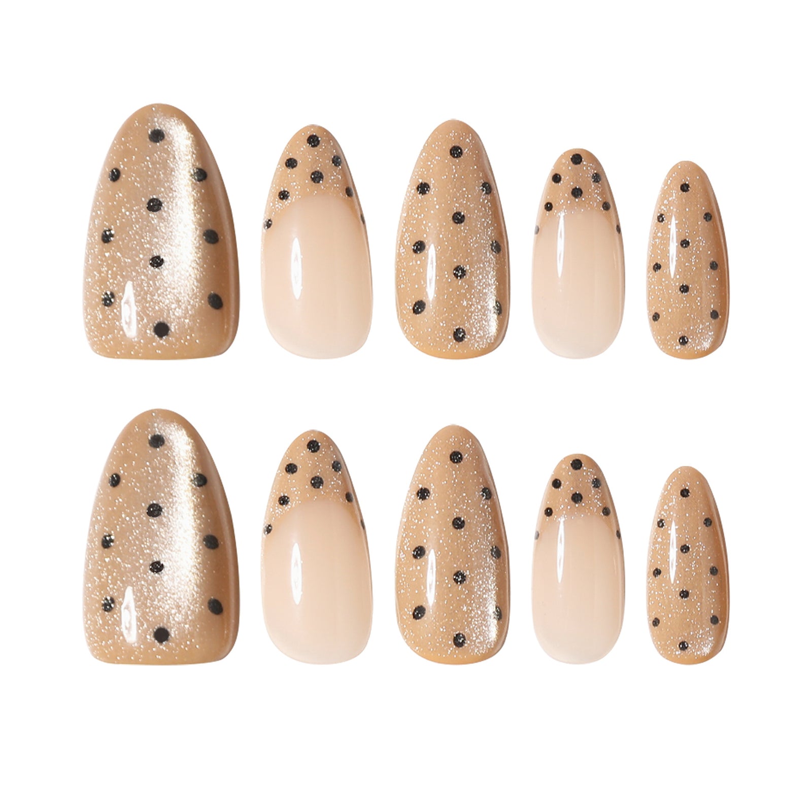24pcs/Set Minimalist Cat Eye with Black Polka Dots Press On Nails