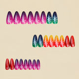 24pcs/Set Colorful Gradient Snowflakes Press On Nails