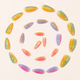 24pcs/Set Rainbow Gradient Glitter Cat Eye Press-On Nails