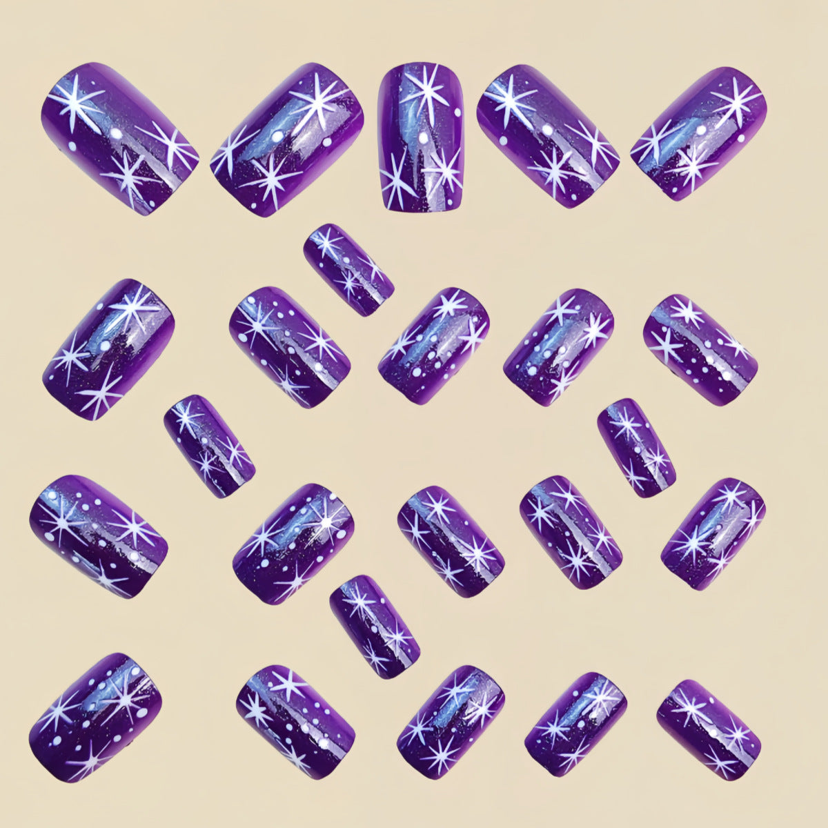 24pcs/Set Purple Christmas Press On Nails