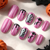 24pcs/Set Electric Shock Cat & Bat Press On Nails