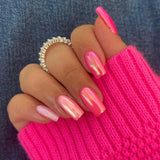 24pcs/Set Pink Chrome Press On Nails