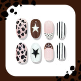 24pcs/Set Striped & Polka Dot French Press On Nails