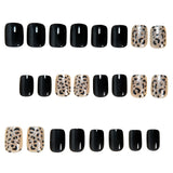 24pcs/Set Black Leopard Press On Nails