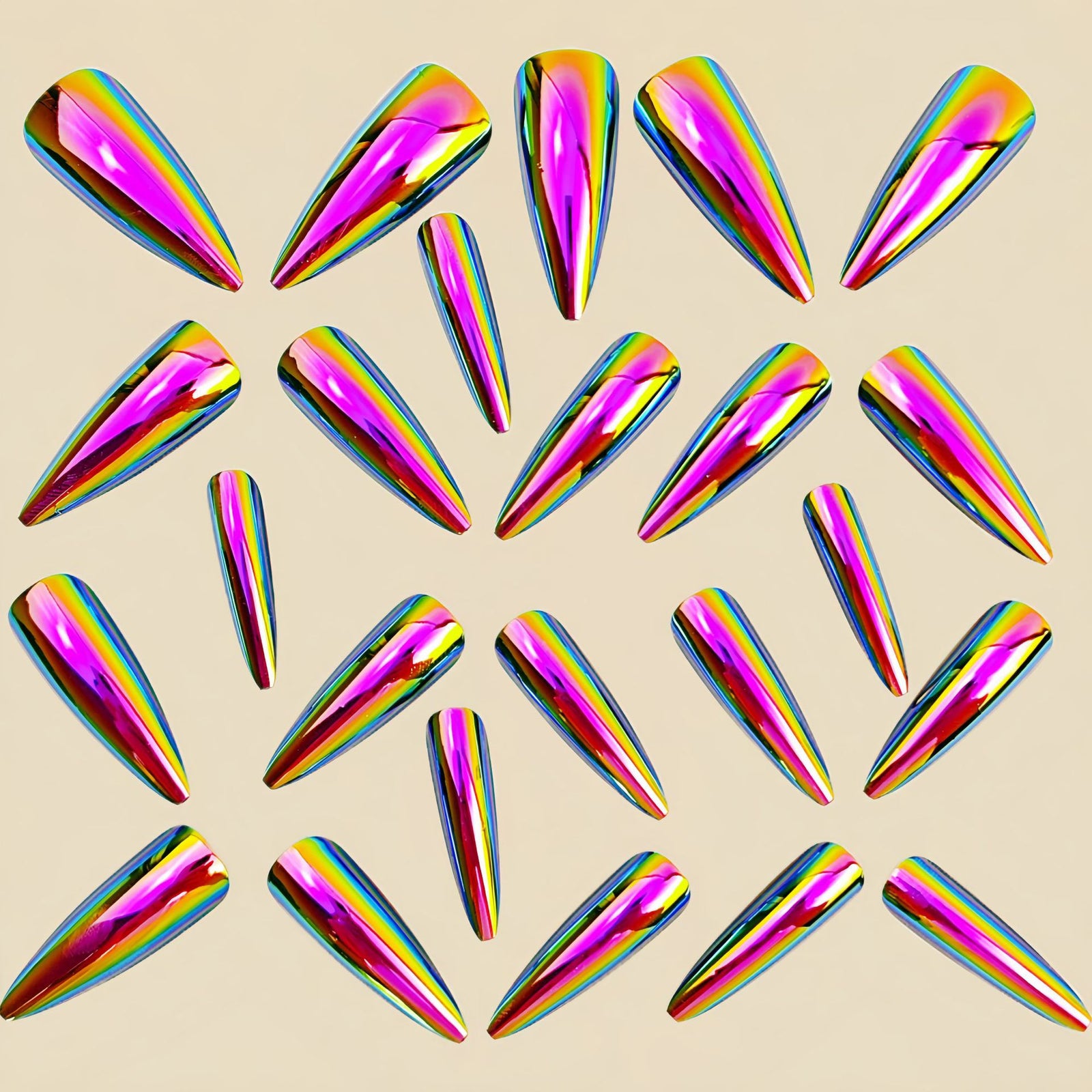 24pcs/Set Purple Ombre Chrome Press-On Nails
