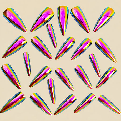 24pcs/Set Purple Ombre Chrome Press-On Nails