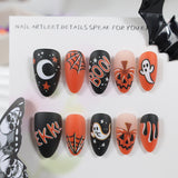 30pcs/Set Matte Black & Orange Pumpkin Ghost Press-On Nails