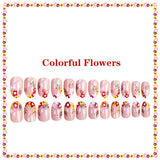 24pcs/Set Floral French Press On Nails