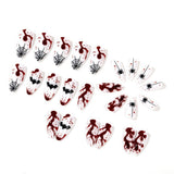 24pcs/Set White Blood Drips, Bats & Spiders Press-On Nails