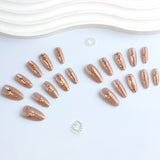 24pcs/Set Cat Eye Golden Star Press-On Nails