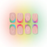 24pcs/Set Rainbow Ombre French Tip Press On Nails