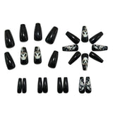 24pcs/Set Black Panda & Floral Press-On Nails