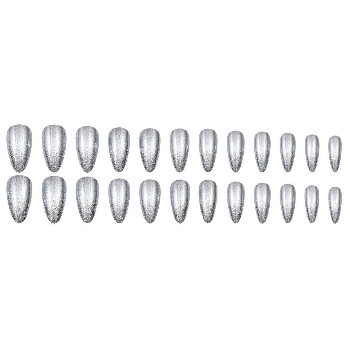 24pcs/Set Silver Mirror Chrome Press-On Nails