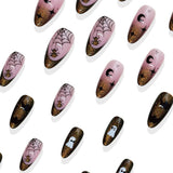 24pcs/Set Brown Cat-Eye Gradient French Press On Nails