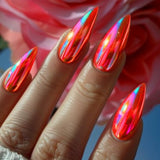 24pcs/Set Orange Chrome Press-On Nails