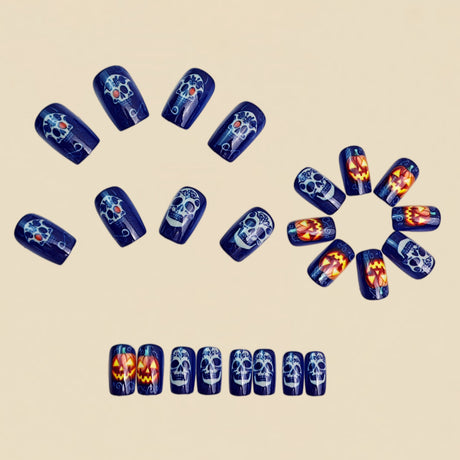 24pcs/Set Skull Pumpkin Press-On Nails
