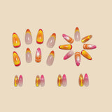 24pcs/Set 3D Orange & Pink Gradient Fruit Press-On Nails