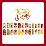 24pcs/Set Maple Leaf Pumpkin Press On Nails