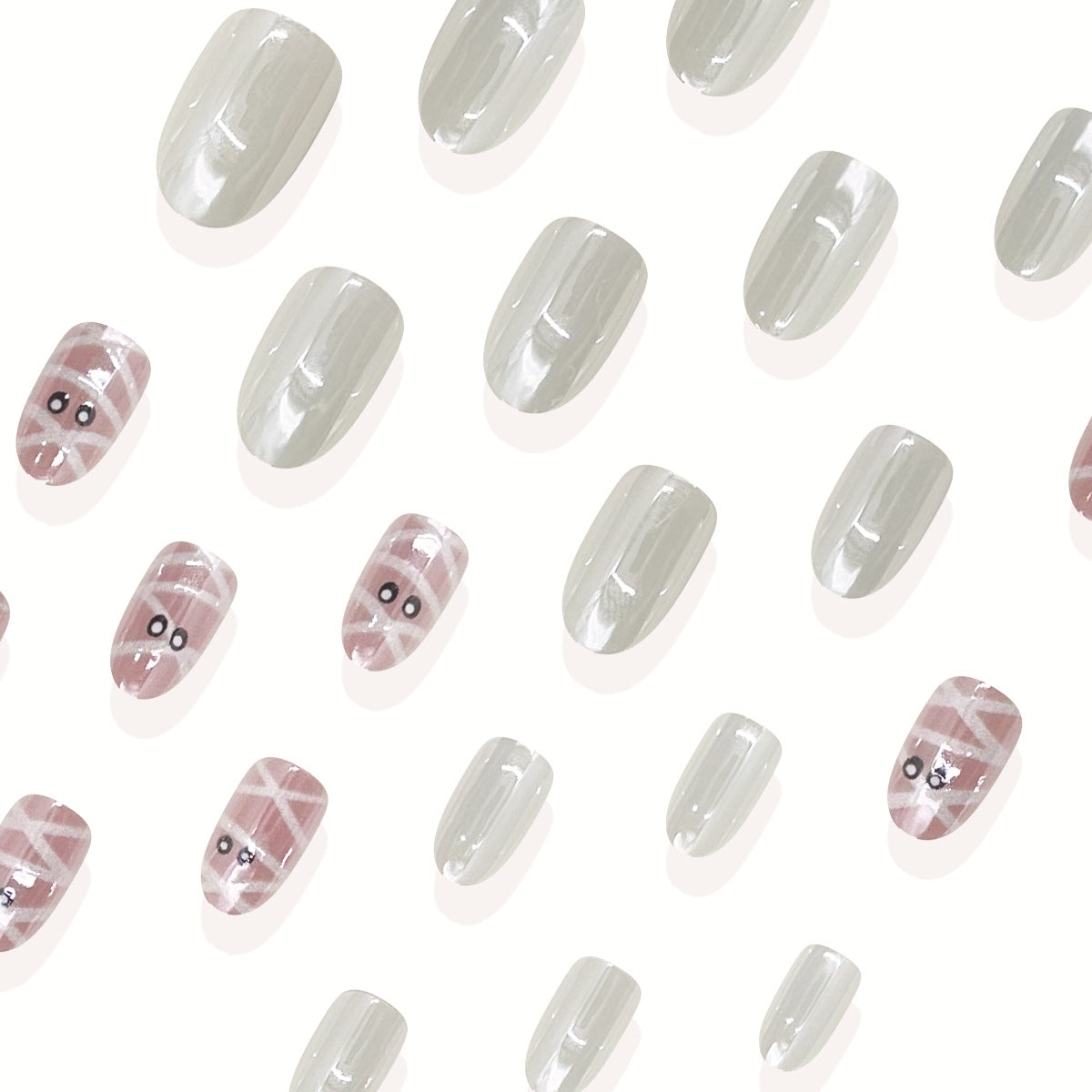 24pcs/Set White Mummy Press On Nails
