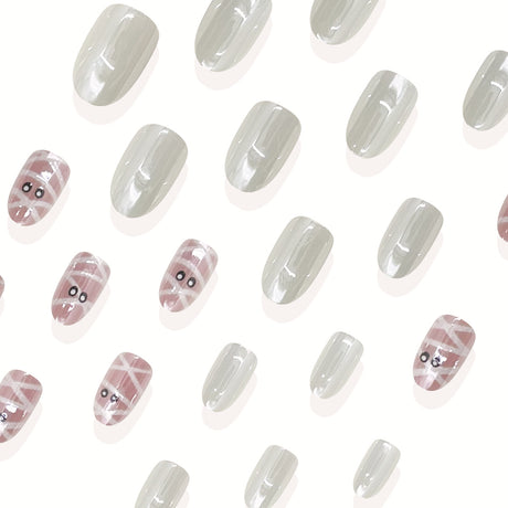24pcs/Set White Mummy Press On Nails