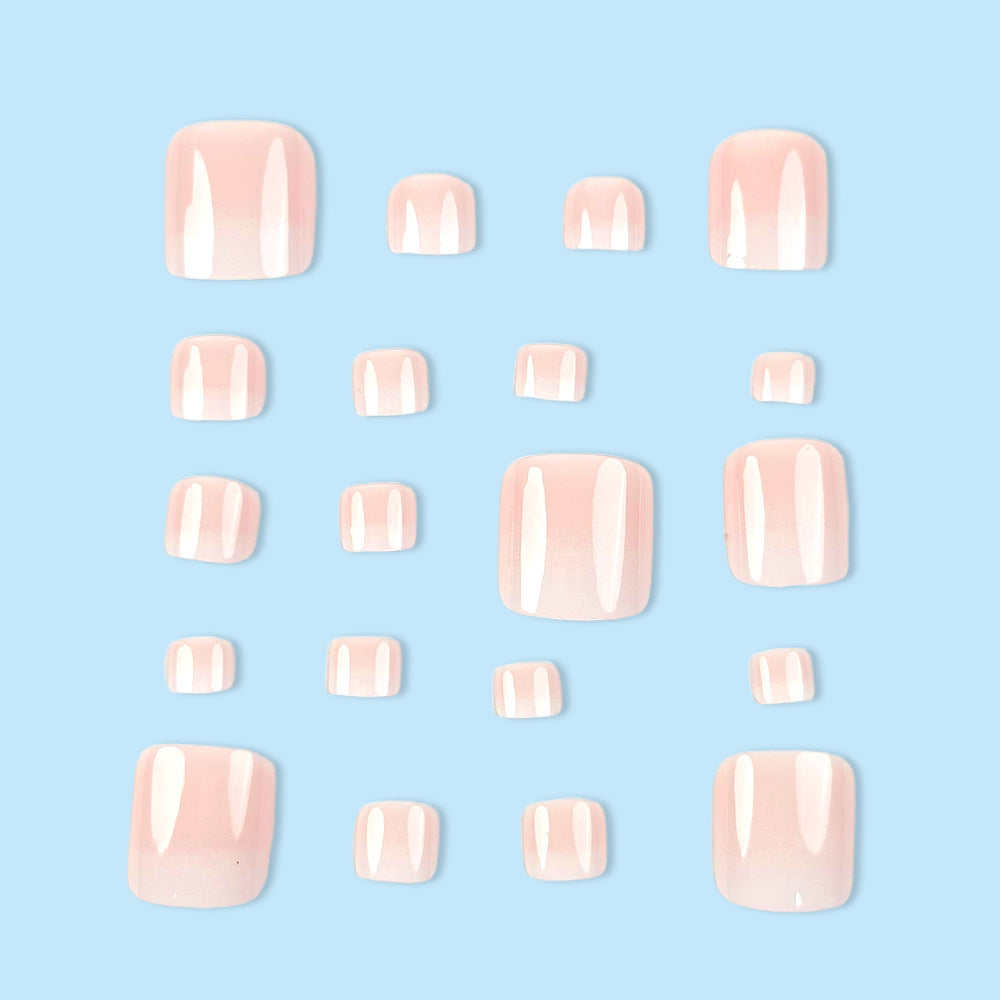24pcs/Set Pink & White Ombre Press On Toe Nails