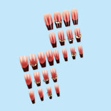 24pcs/Set Burgundy Gradient with Rhinestones Press-On Nails