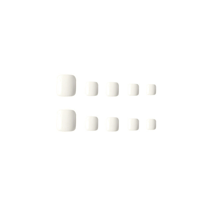 24pcs/Set Pure White Press On Toe Nails