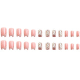 24pcs/Set French Cat Eye Gold Foil Press-On Nails