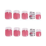 24pcs/Set Zebra French Tip Press-On Nails