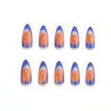 24pcs/Set Blue & Orange Color-Block Gradient Press On Nails