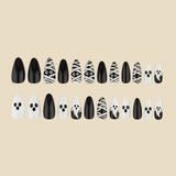 24pcs/Set Black & White Mummy Ghost Press On Nails