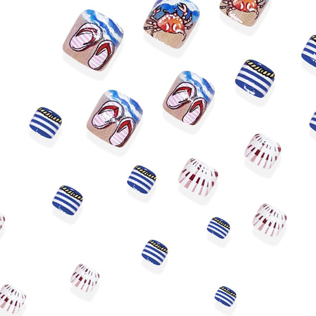 24pcs/Set Ocean Crab Press-On Nails
