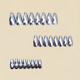 24pcs/Set Silver Diamond-Shaped Chrome Press-On Nails