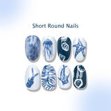 24pcs/Set Blue Ocean Life Press-On Nails Press-On Nails