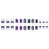 24pcs/Set Purple French Spider Web Press On Nails