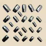 24pcs/Set Gray Chrome Glitter Press-On Nails