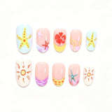 24pcs/Set Starfish & Sunflower French Tips Press-On Nails