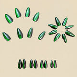 24pcs/Set Green Cat Eye Press-On Nails