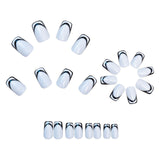 24pcs/Set Black & White French Tips Press-On Nails