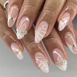 24pcs/Set 3D Floral Press On Nails