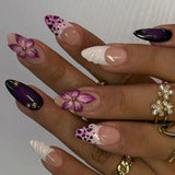 24pcs/Set 3D Embossed Floral French Press-On Nails