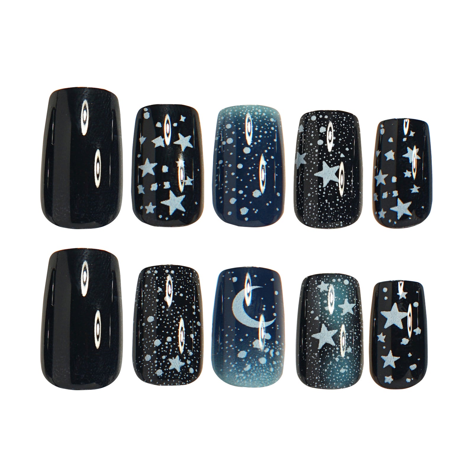24pcs/Set Moon & Stars Night Sky Press-On Nails