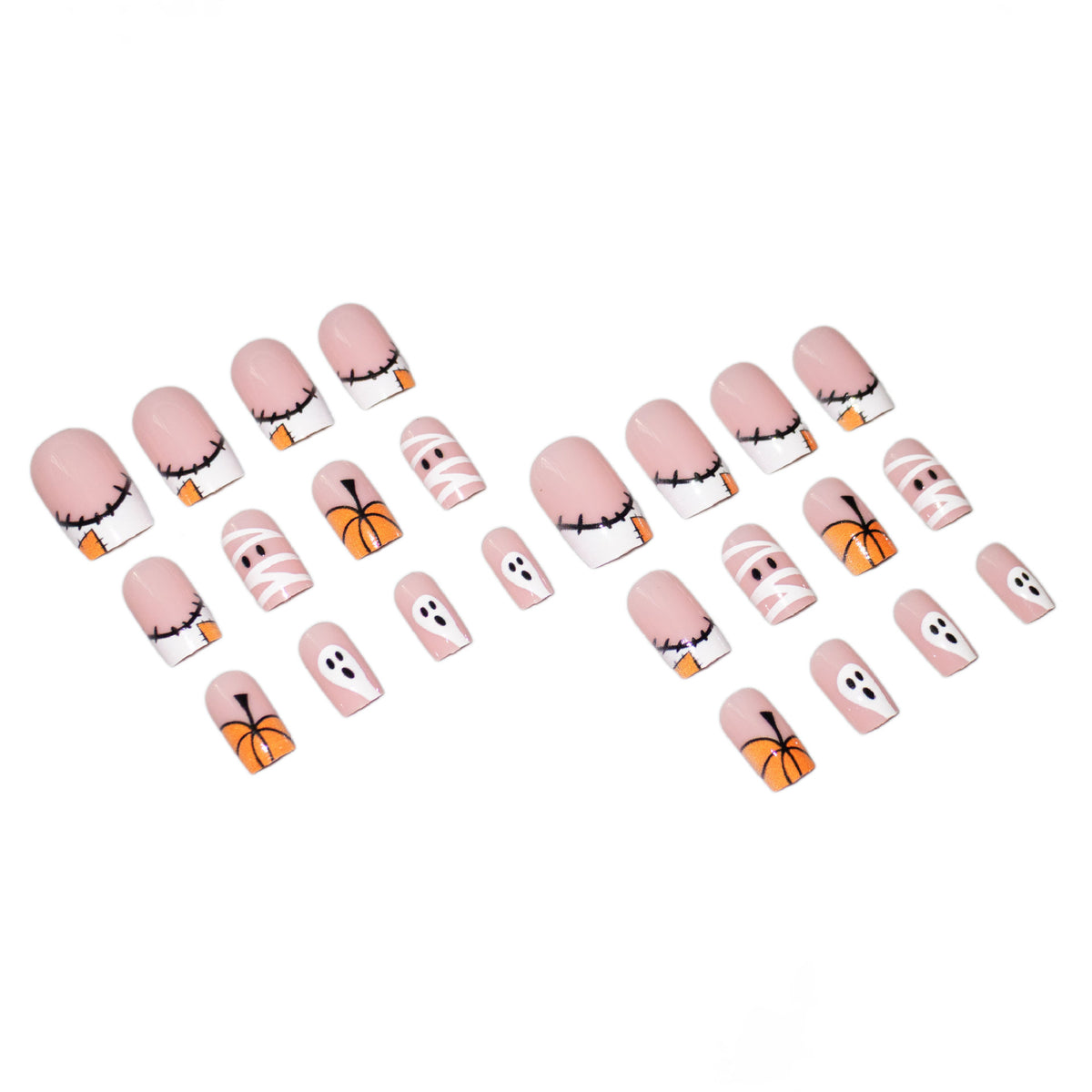 24pcs/Set Pumpkin Ghost French Press On Nails