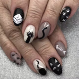 24pcs/Set Black & White Cat Paws Press On Nails